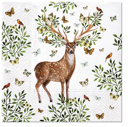 European Excellency - Forest Antlers Paper Napkins: Cocktail