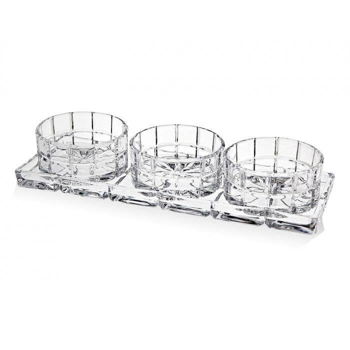 Godinger - Radius 4 Piece Relish Set: Non Leaded Crystal