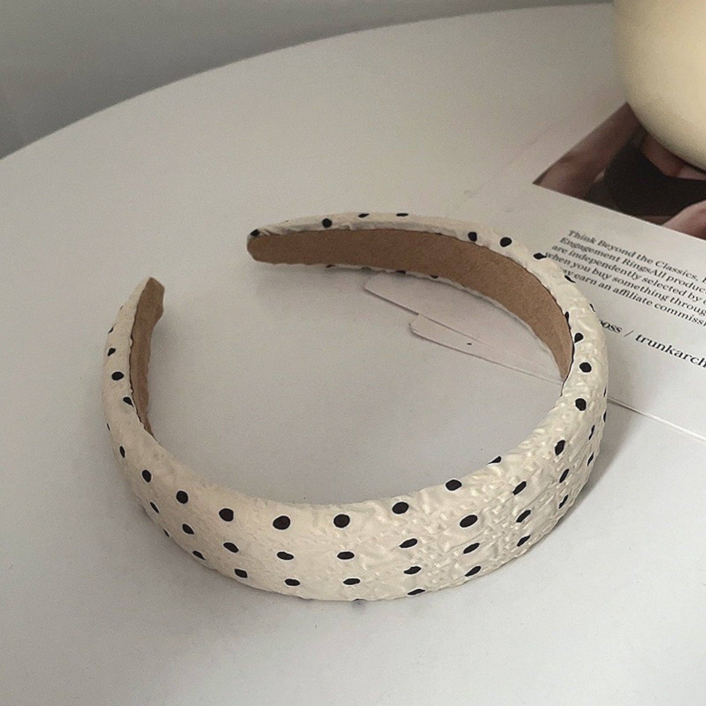 Cici’De Jewelry Amsterdam - Elegant polka dot hair band-white&black: White