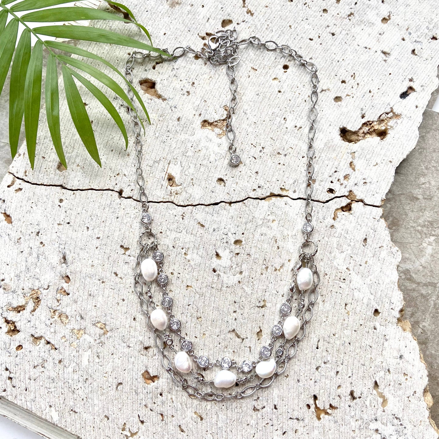 VB&CO Designs Handmade Jewelry - Freshwater pearl crystal necklace boutique salon bridal