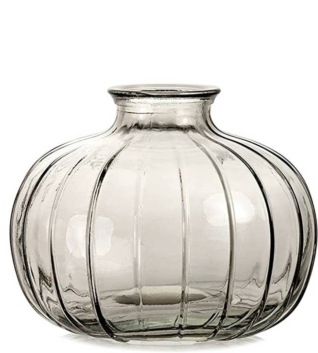 Sweet Home Deco - Pleated Glass Bud Vase, Small Glass Vases, Grey, Set of 3