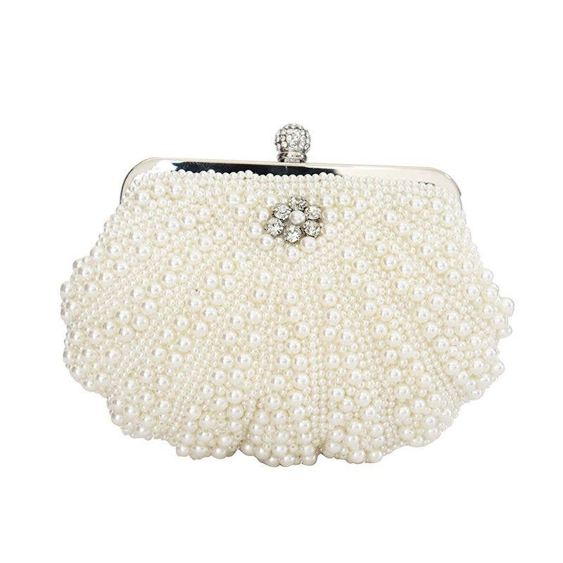 PEACH ACCESSORIES - 8039 shell shape clutch bag in Ivory