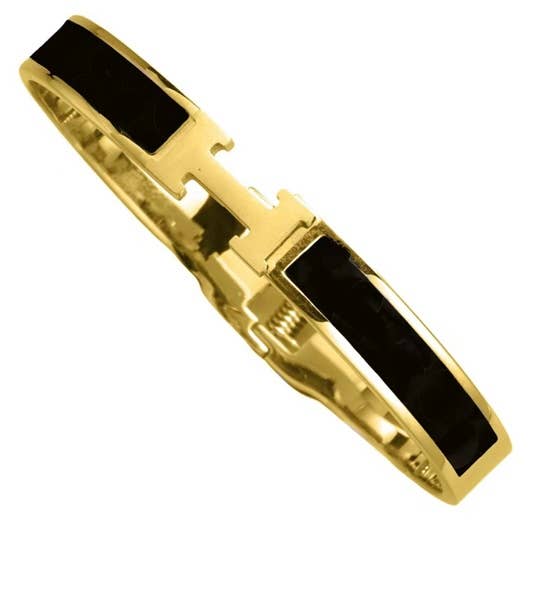 My Best Kept Jewelry - Solid Gold H/Black Slim Bangle Bracelet