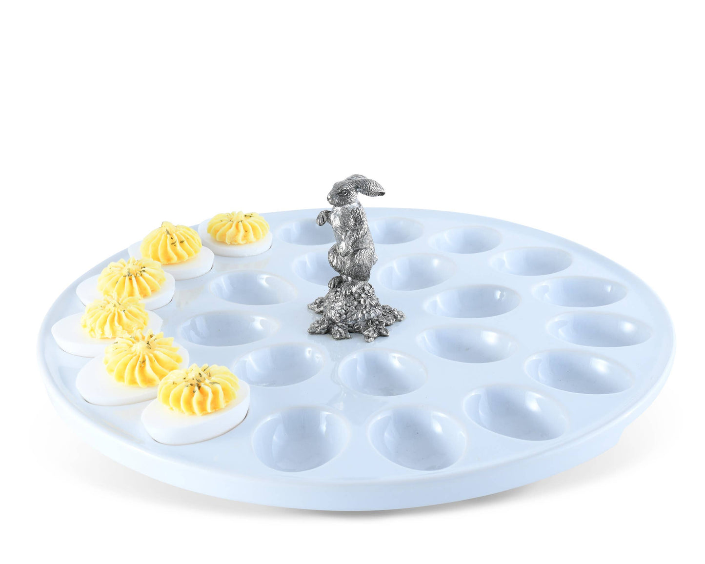 Vagabond House - Deviled Egg Tray with Pewter Standing Rabbit