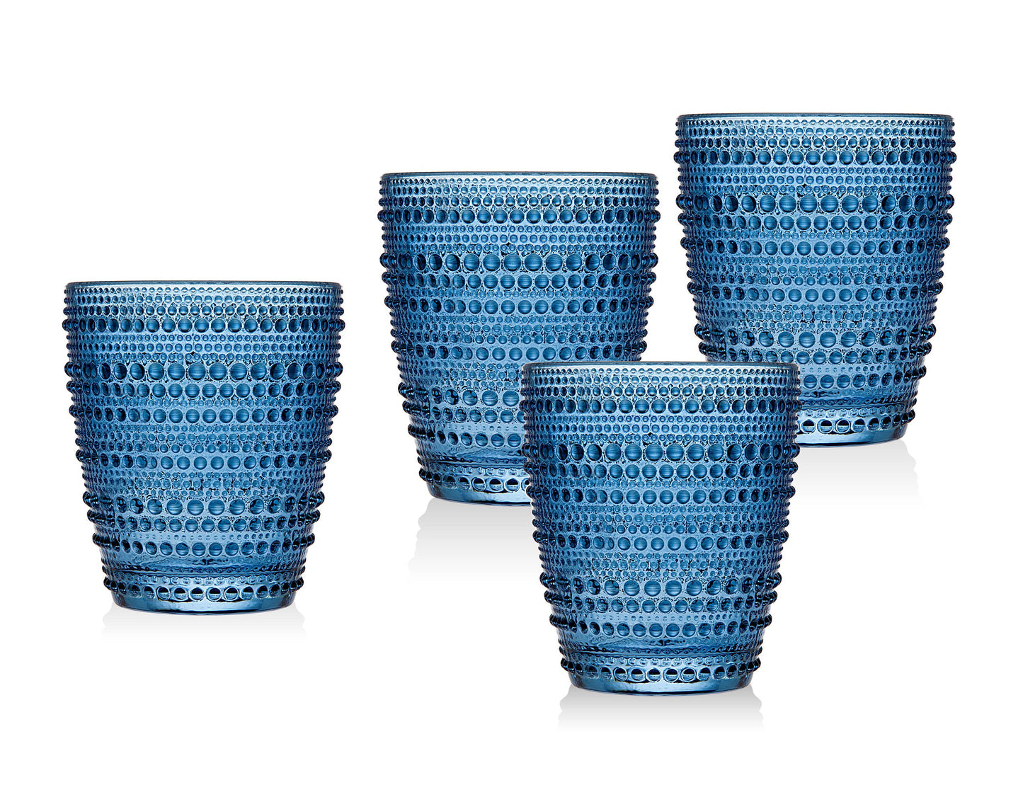 Godinger - Lumina Blue Double Old Fashion, Set of 4: Non Leaded Crystal