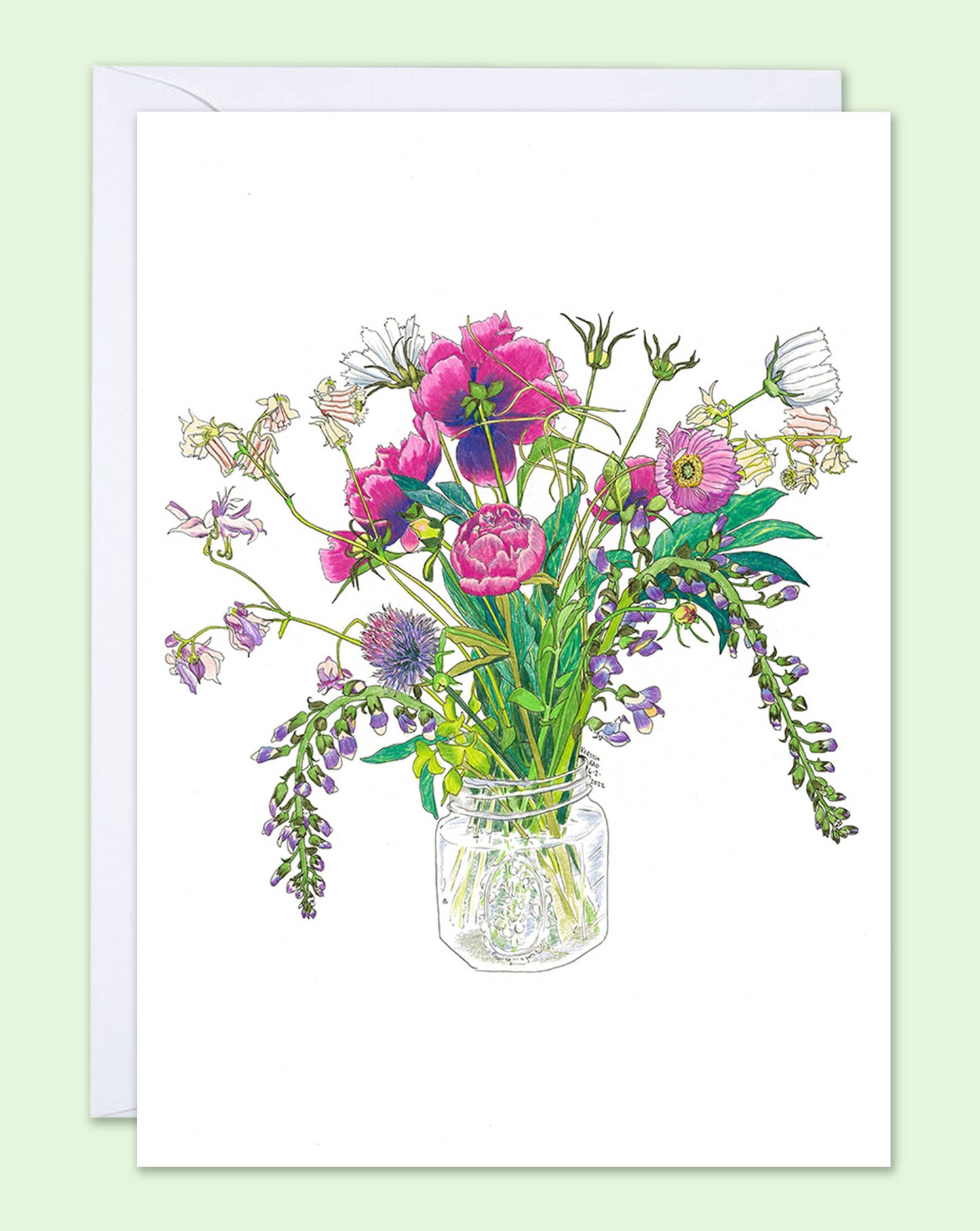 Vivid Cottage - Baptisia & Peonies - card