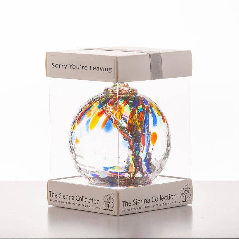 Sienna Glass - 10 cm Spirit Ball - Sorry You're Leaving- Multicoloured