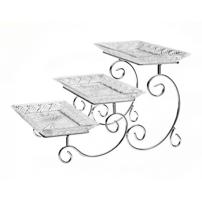 Godinger - Dublin 3 Tier Server-step Dsgn: Non Leaded Crystal