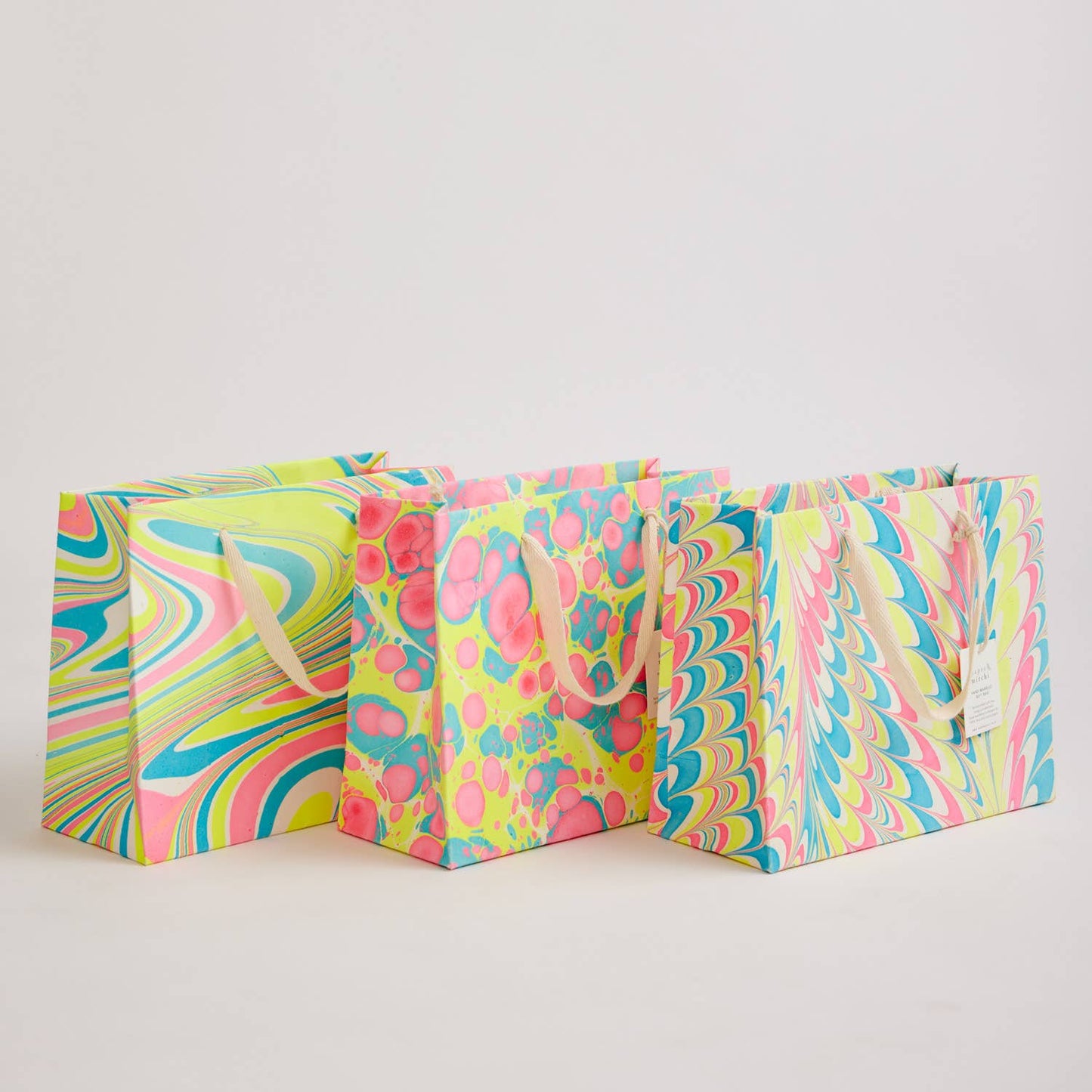 Paper Mirchi - Hand Marbled Gift Bags (Medium) - Neon