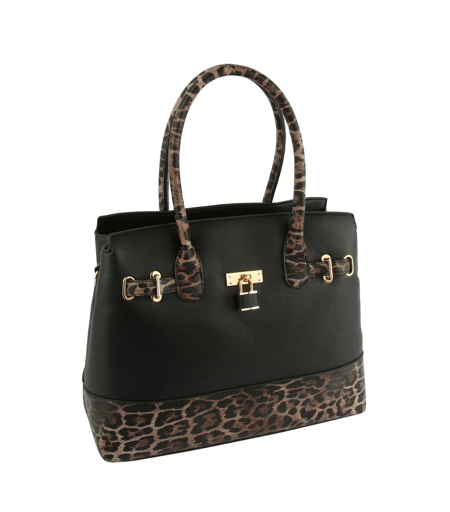 Handbag Factory Corp - Women Satchel Top Handle Purse Medium Shoulder Bag: BLACK