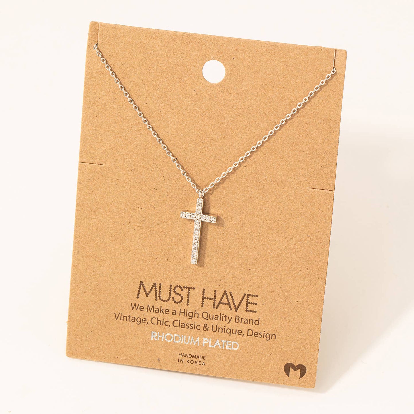 Fame Accessories - Pave Cross Pendant Necklace