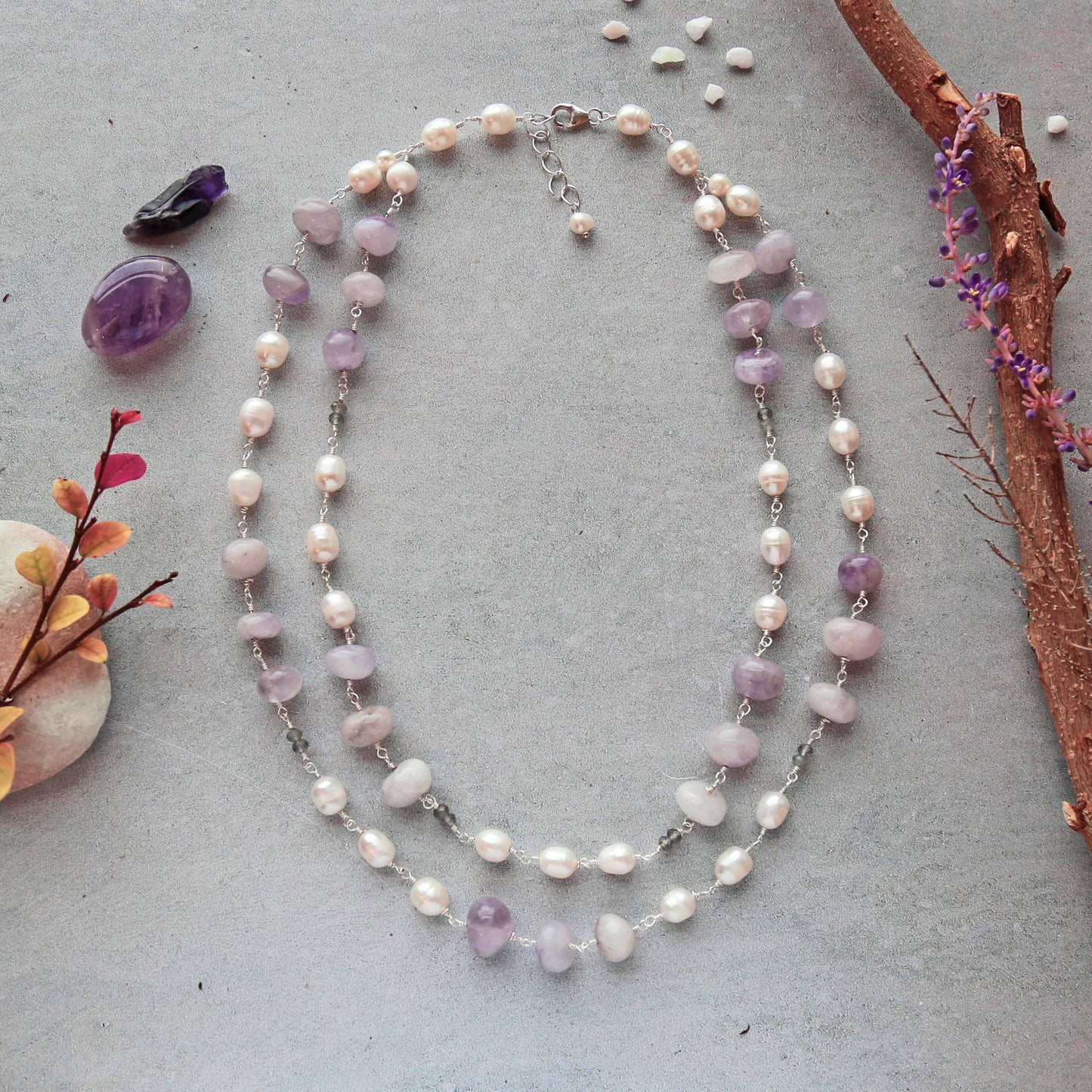 IST Jewelry - Amethyst & Pearl Necklace