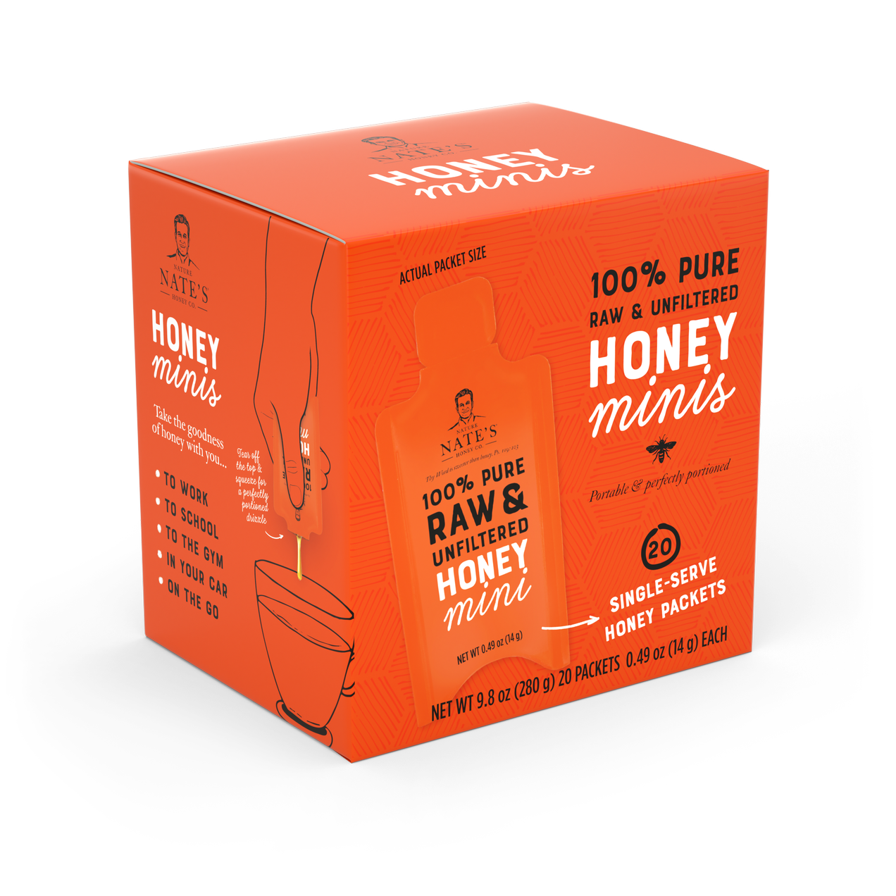 Nature Nate's Honey Co. - Nature Nate's Raw And Unfiltered Honey Minis, 20ct Box