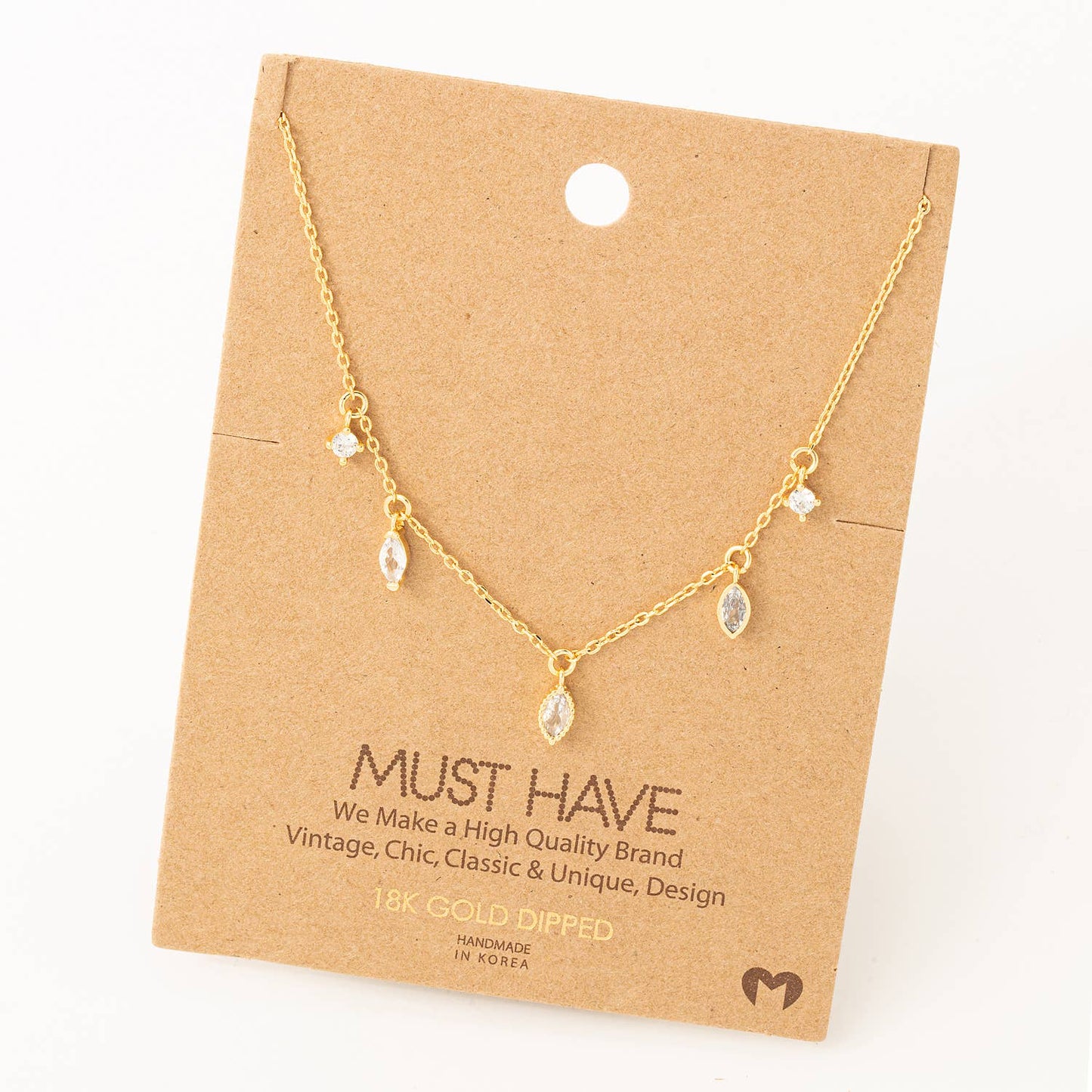 Fame Accessories - Delicate Rhinestone Station Necklace