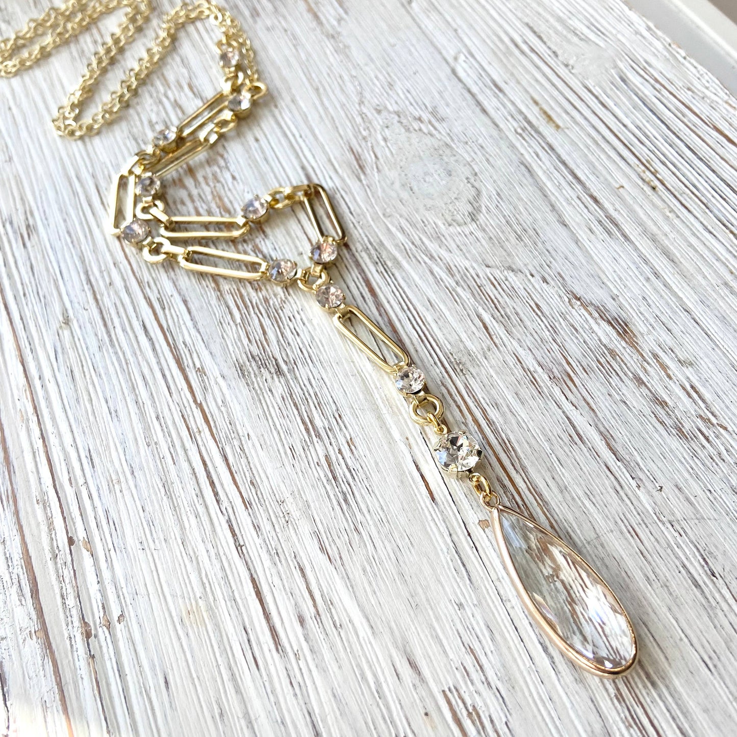 VB&CO Designs Handmade Jewelry - Long paperclip necklace boutique salon jewelry gold trendy Y