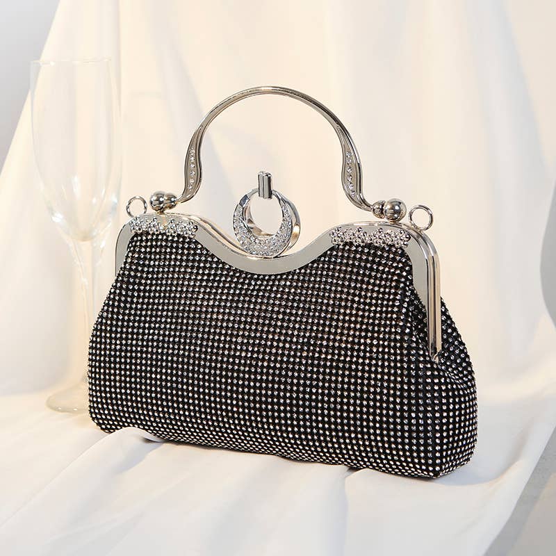 PEACH ACCESSORIES - 21202 Full crystal diamante bag: Black