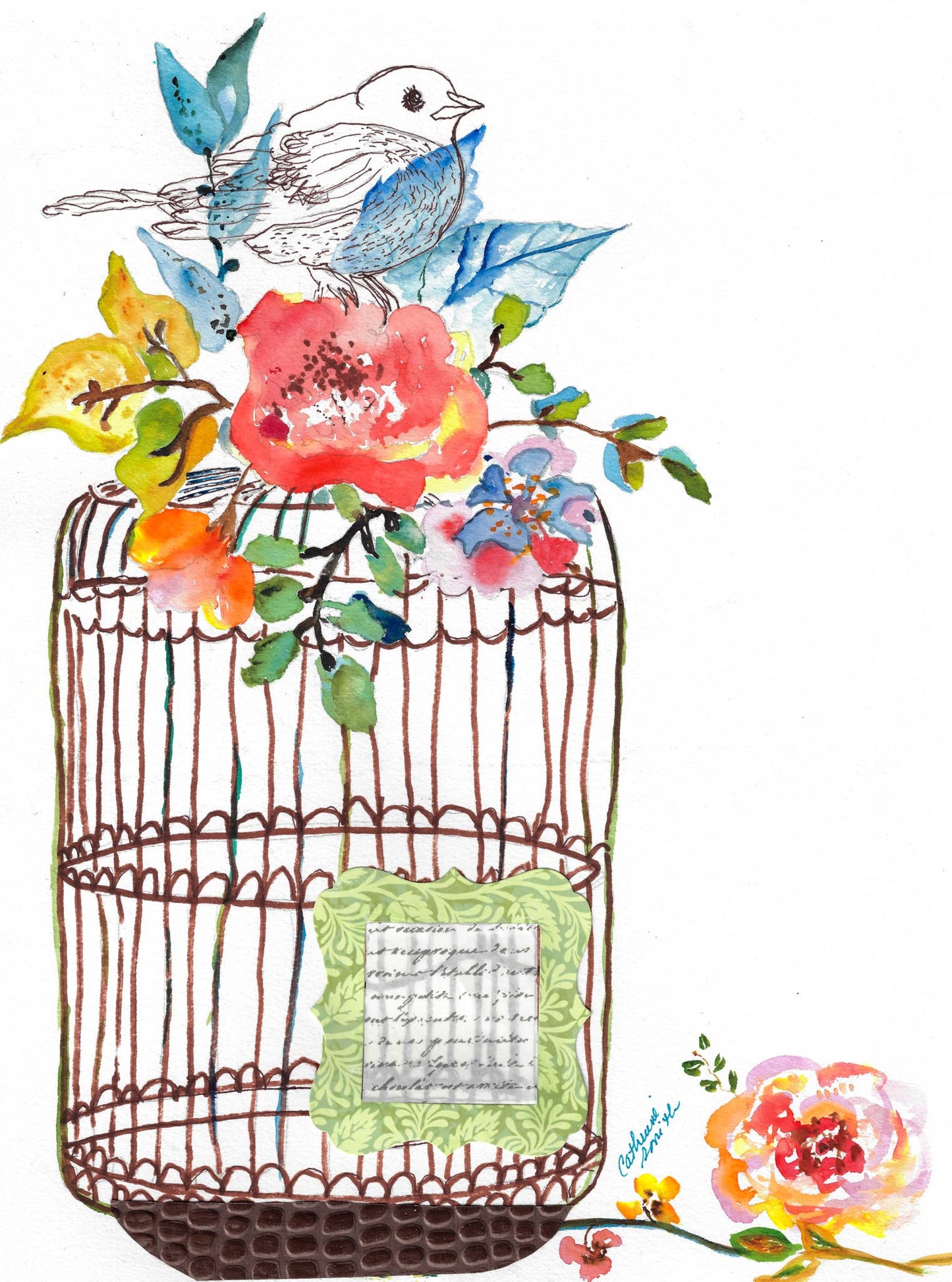 Southern Bird Studio - Bird on a Cage Boxed Note Cards Set