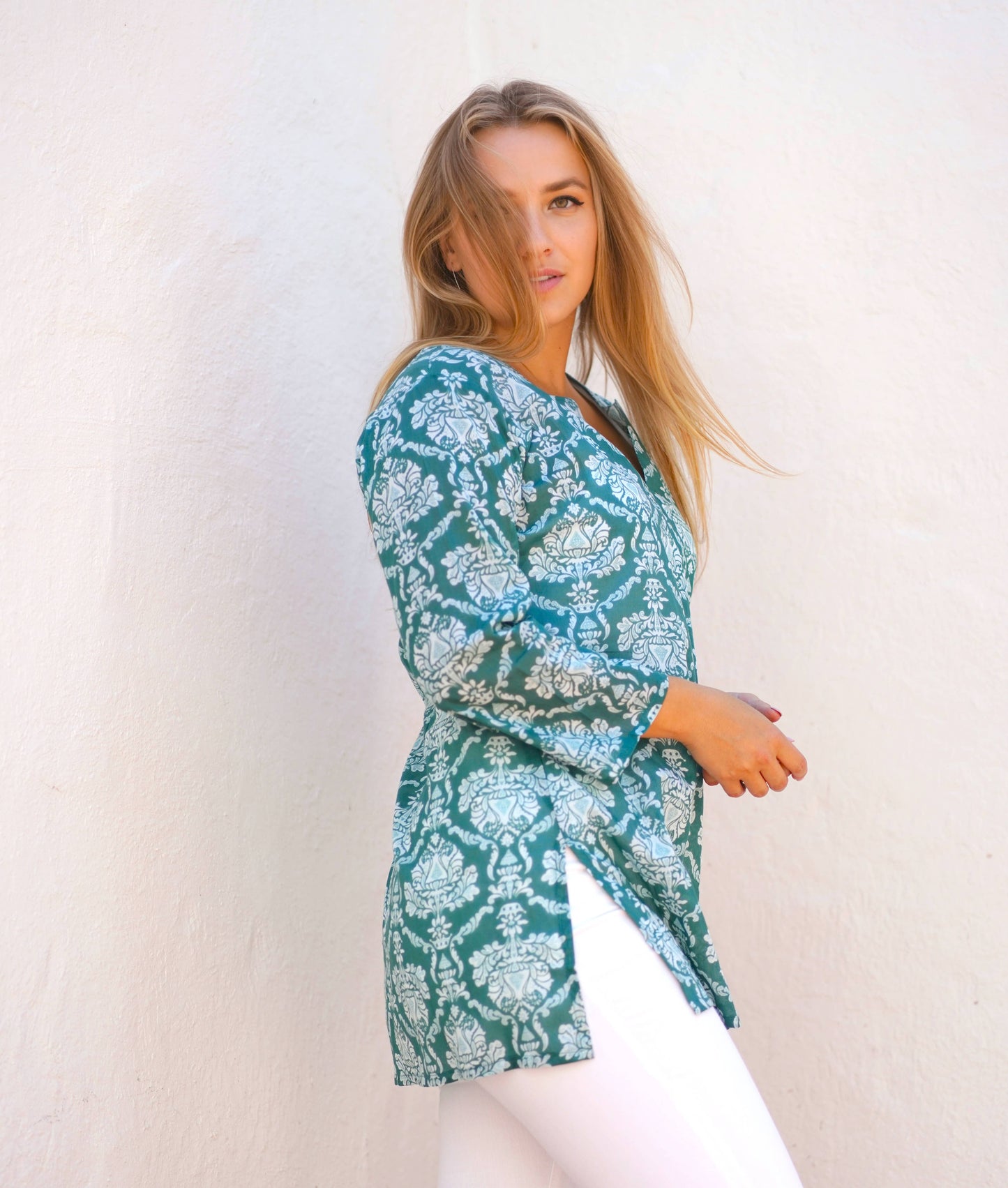 Dolma - Amrita Cotton Tunic: Large / Green Multi