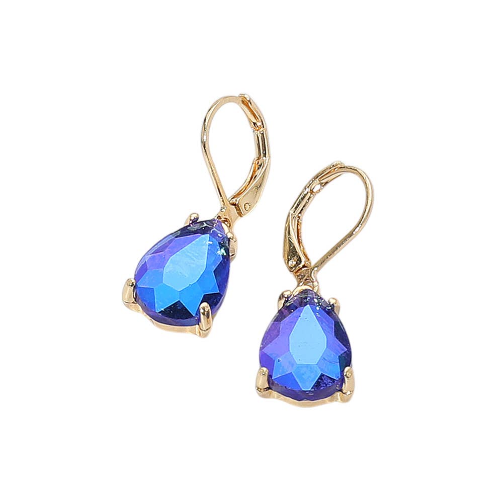 Sensibling Corp. - Teardrop Glass Stone Drop Dangle Earrings: AB,Royal Blue