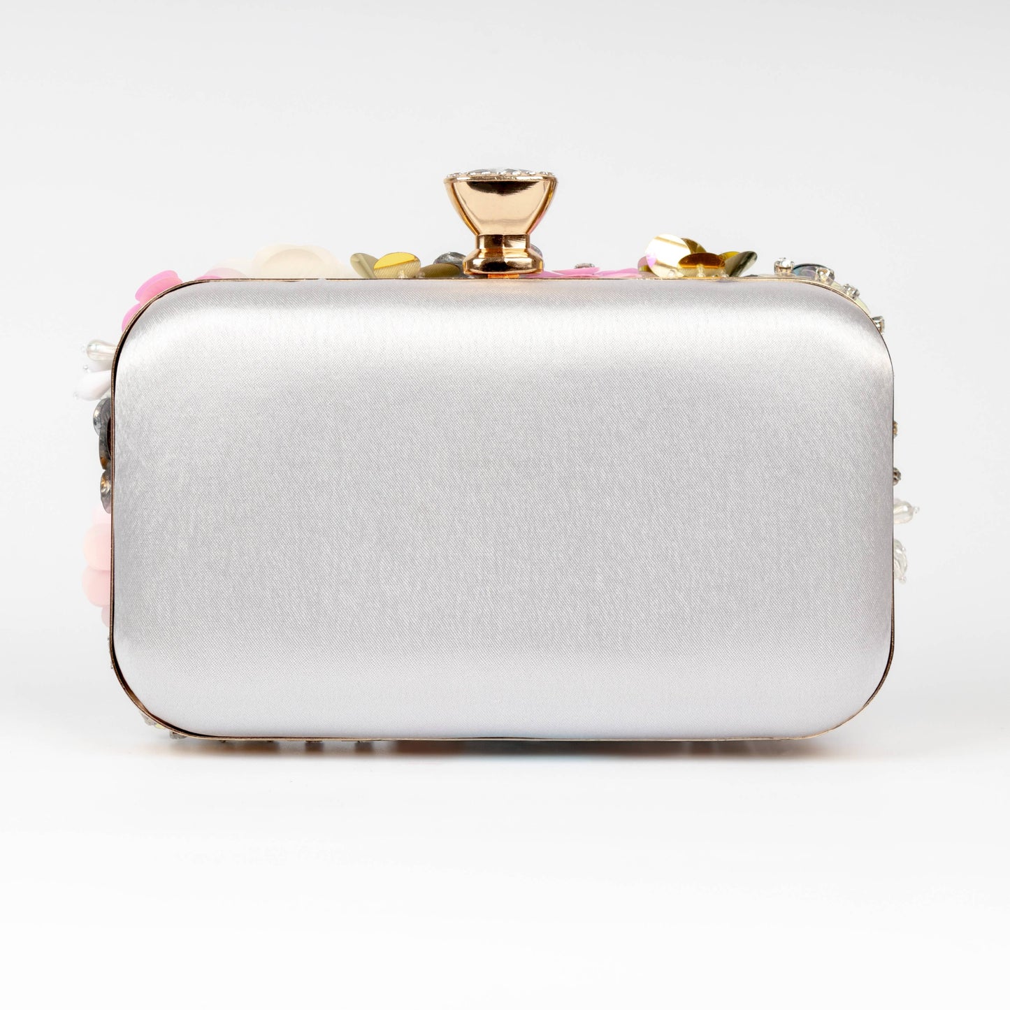 PEACH ACCESSORIES - K020 Floral Embellished Clutch Bag: Navy