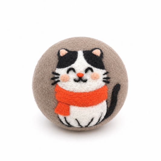 Ethical Global - Cats: Eco Wool Dryer Balls Fair Trade: Cat w/Scarf