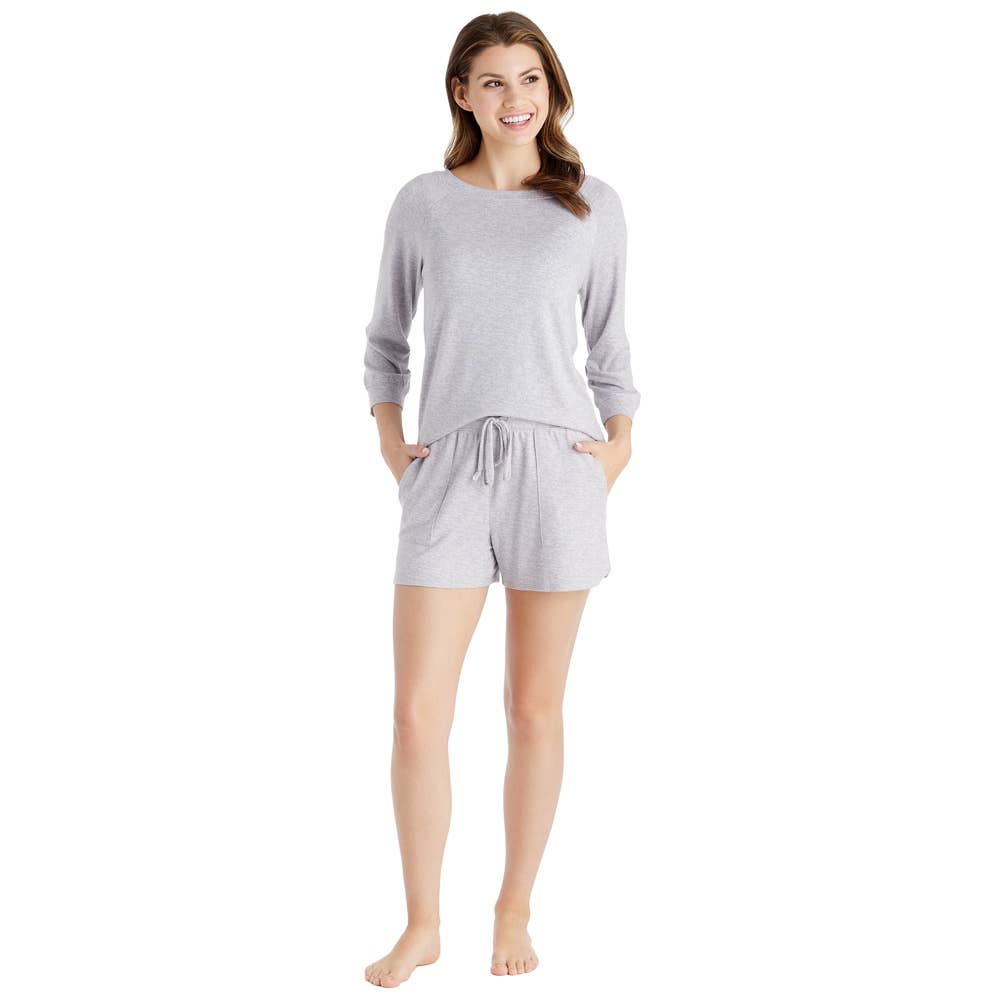 Softies - Dream 3/4 Sleeve Boat Neck Top and Short Set Lounge Set