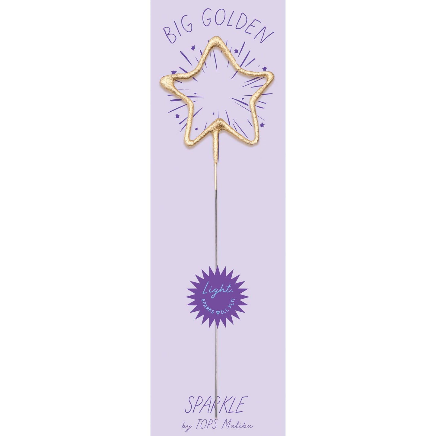 TOPS Malibu - Big 8" Gold Star Sparkler Wand - "Big Golden" - Asst Colors