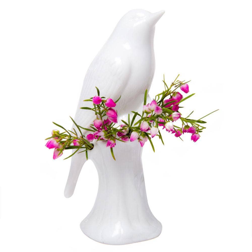 Chive - Porcelain Bird Flower Vase: Baby Blue
