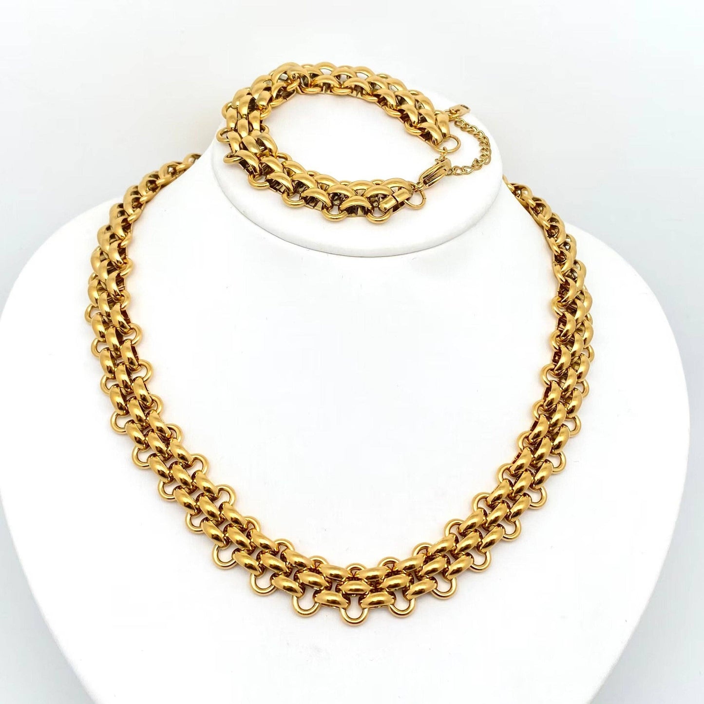 Mio Queena - Hand Assembled Stainless Steel Chain Bracelet And Necklace: Bracelet