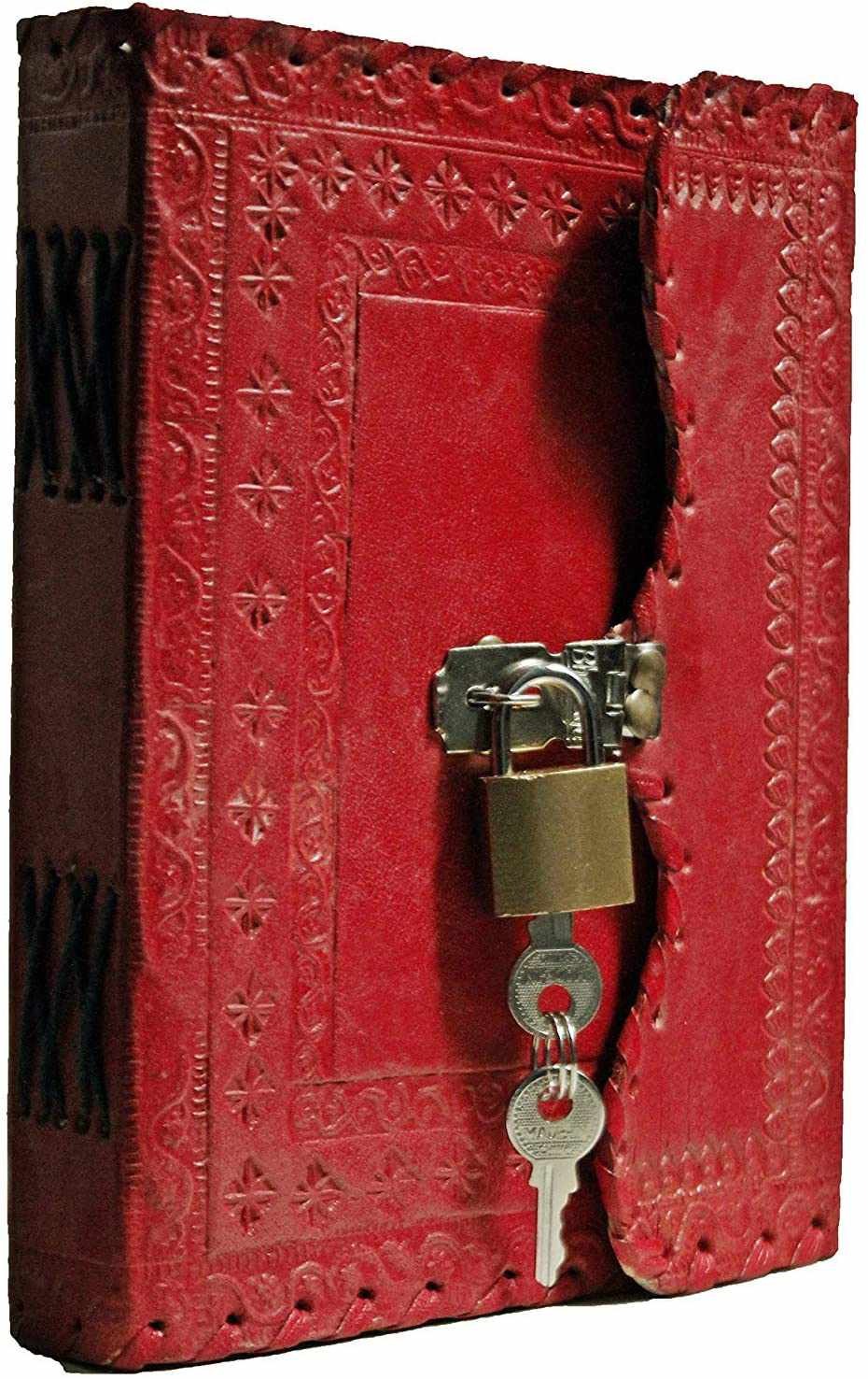 Tuzech Leather - TUZECH Leather Journal for Men and Women Leather Diary to Write Poems,Sketchbook, Record Keeping Notebook Personal Memoir with Lock and Key - Unlined 7 Inches: Brown