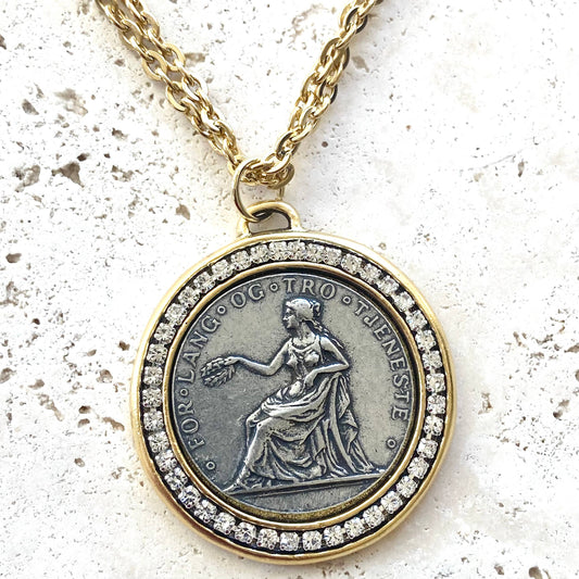 VB&CO Designs Handmade Jewelry - Coin necklace, Norway, medallion jewelry, boutique salon