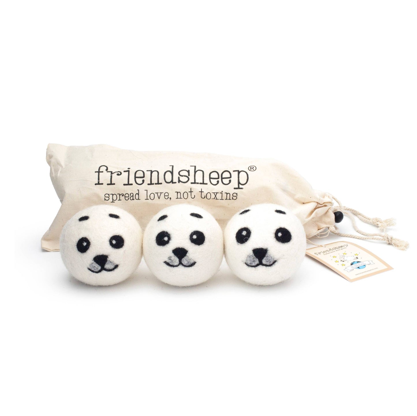 Friendsheep - Baby Seals Eco Wool Dryer Balls - Set of 3: PACKAGE FREE