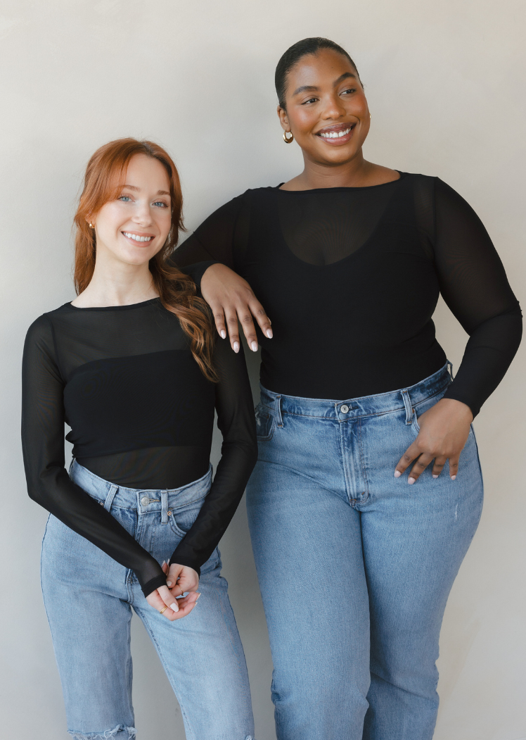 ELIETIAN - Sheer Long Sleeve Top: Curvy