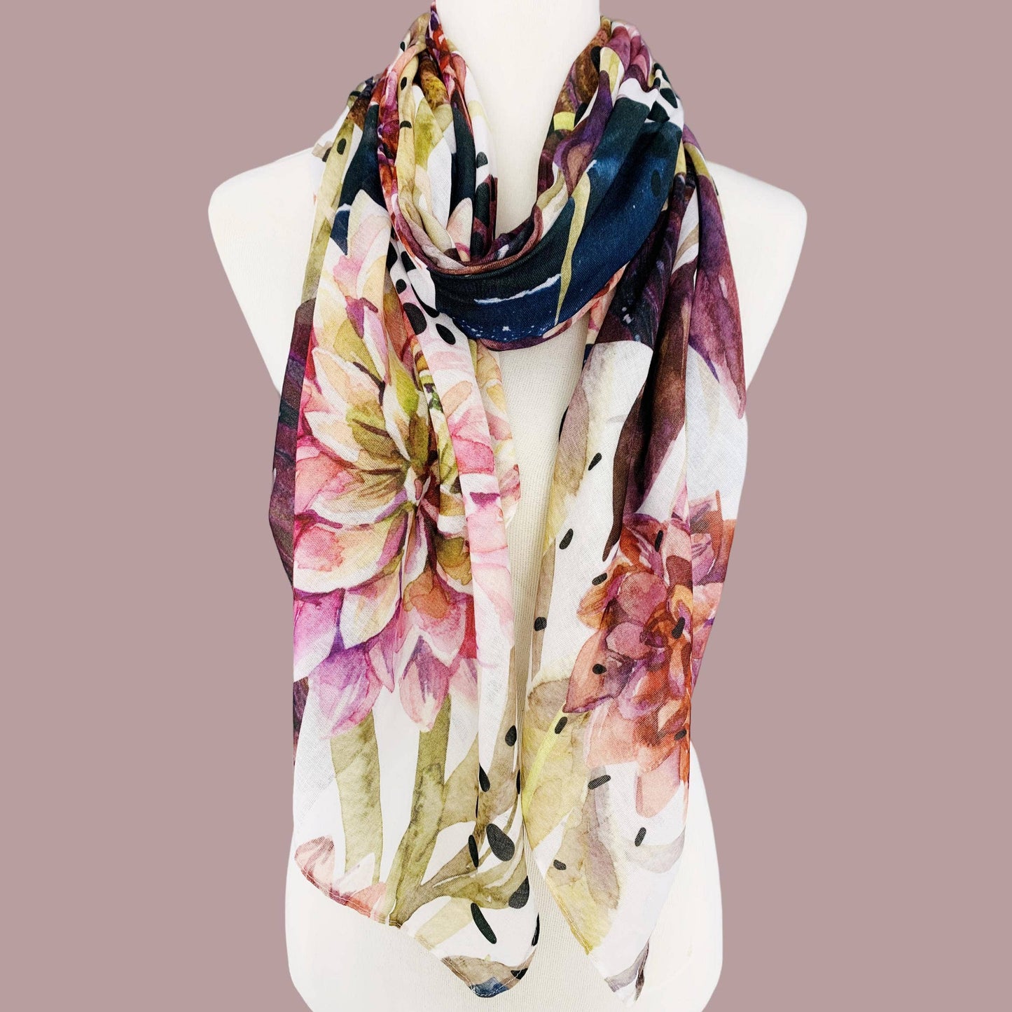 JC Sunny Fashion - JC071144 Burgundy-Multi Floral Scarf
