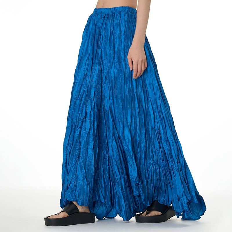 UZ Wholesale Store - Solid Color Draped Ruched Skirt: BLACK / FREE SIZE