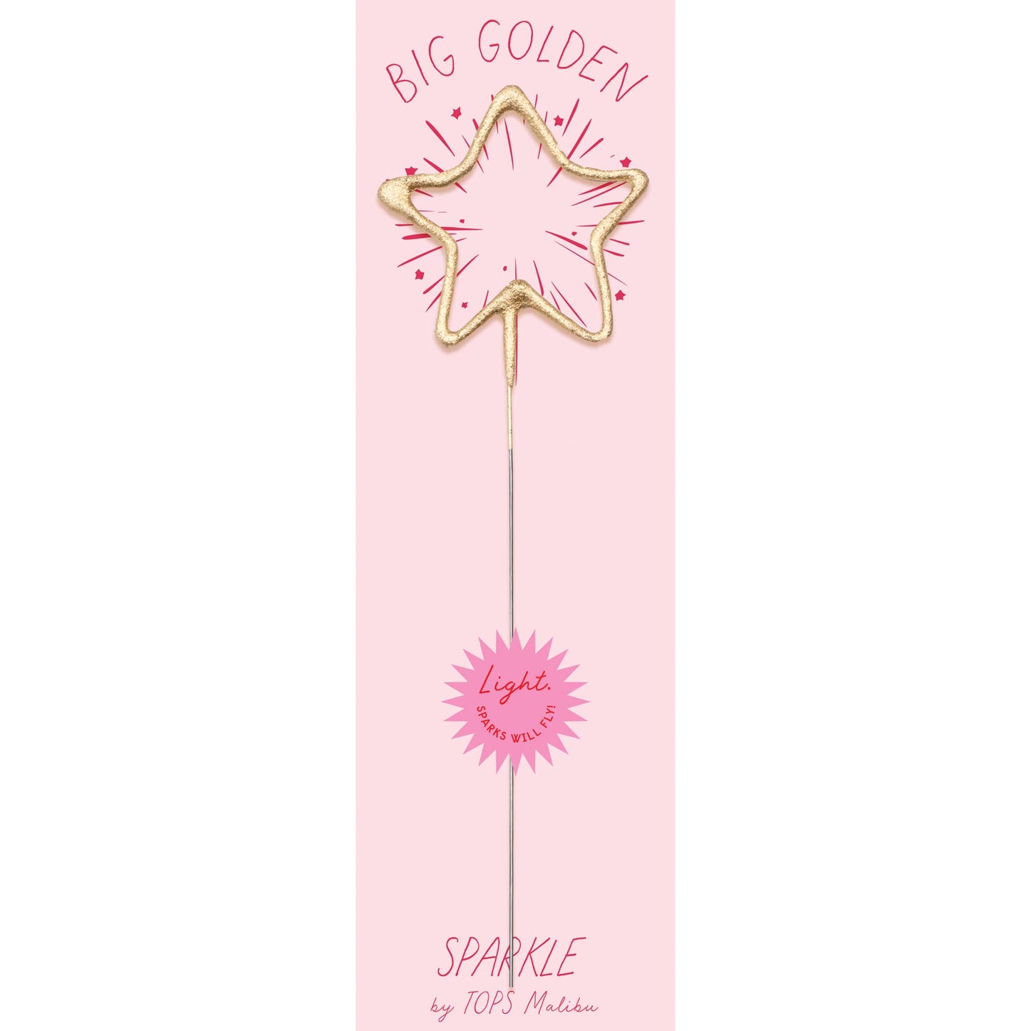 TOPS Malibu - Big 8" Gold Star Sparkler Wand - "Big Golden" - Asst Colors