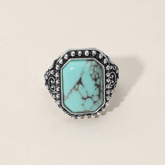 Sensibling Corp. - Rectangle Stone Stretch Ring
: Turquoise