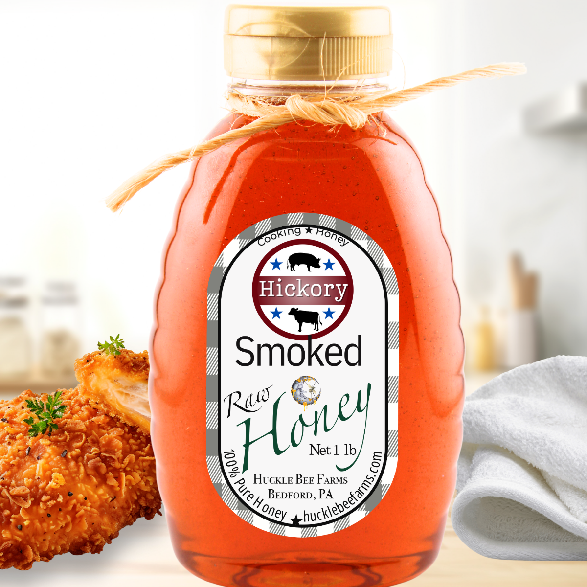 Huckle Bee Farms LLC - Hickory Smoked Infused Raw Honey: 1 LB