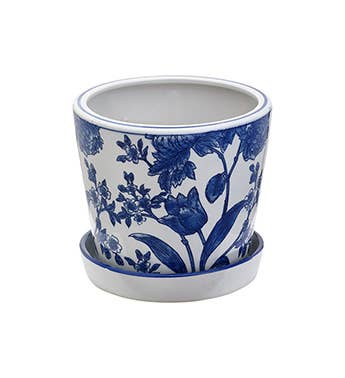 Napco - Blue and White Floral Planters, 2 Assorted  Item # 12609