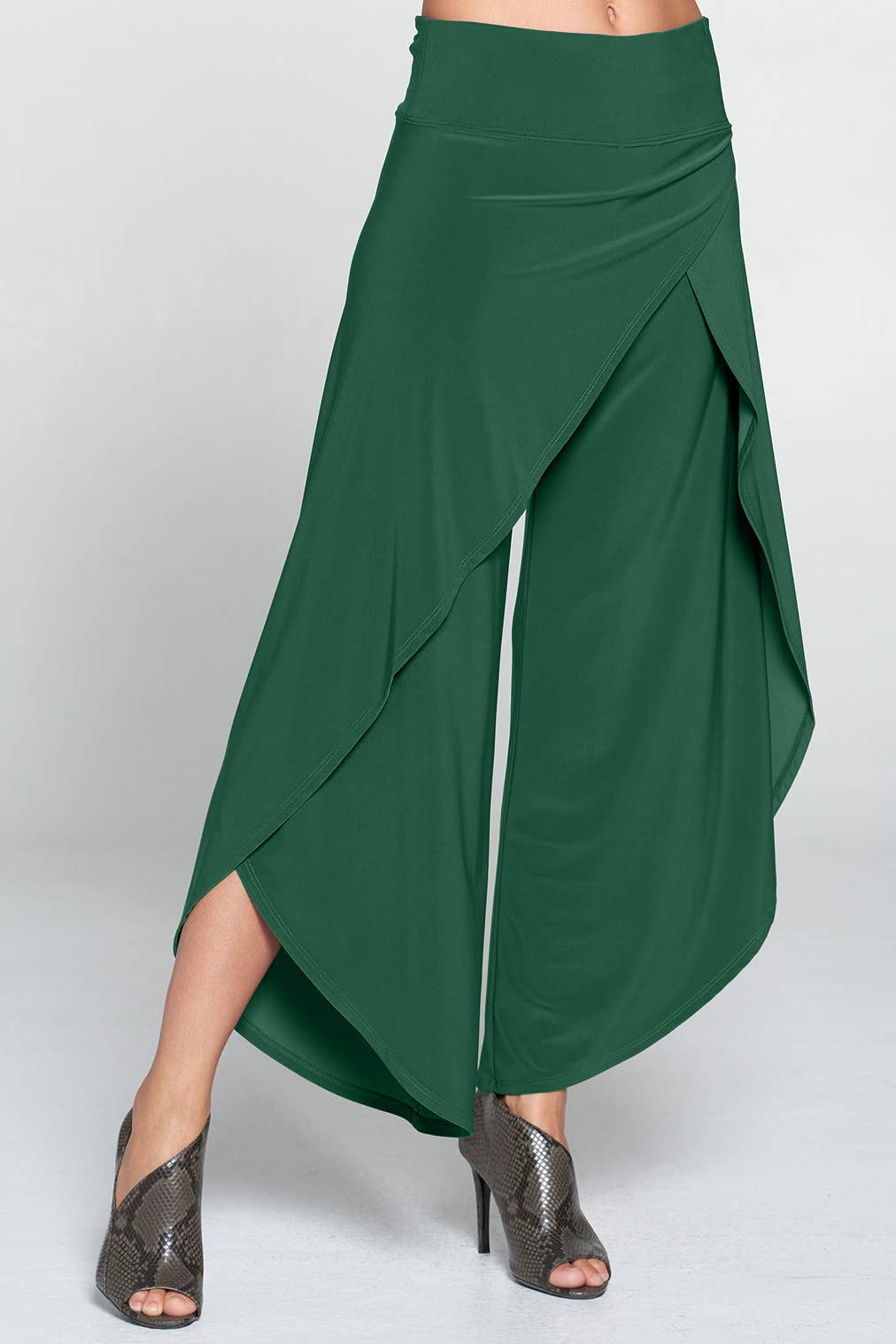 Focus Fashion - Asymmetrical Hem Wrapped Pant - IT134: Steel / Large