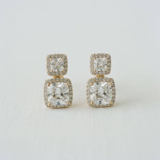 Ellemadera - Geometric Inspired Drop Earrings with Sparkling Accents