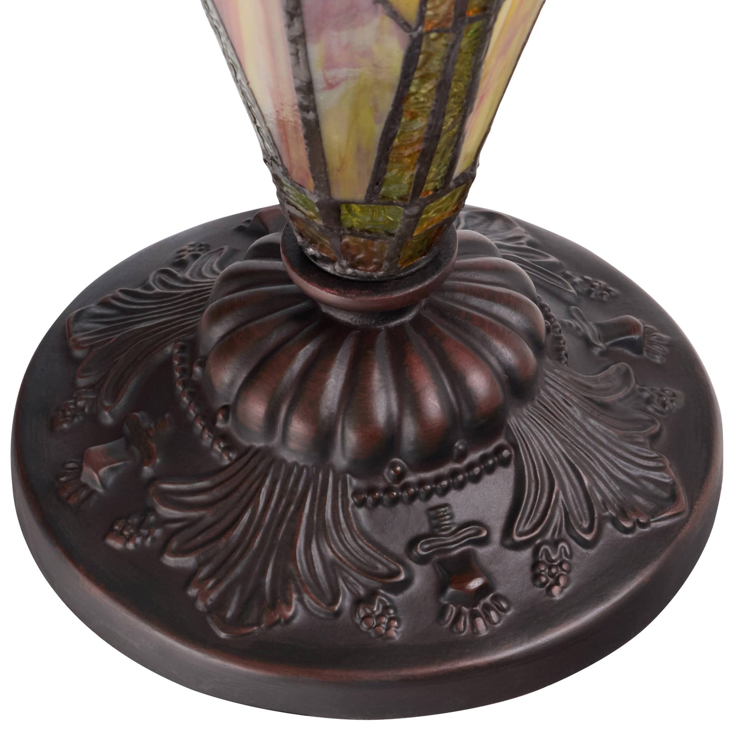 River of Goods - 24.5"H Double Lit Amber Bowl Shade Stained Glass Table Lamp