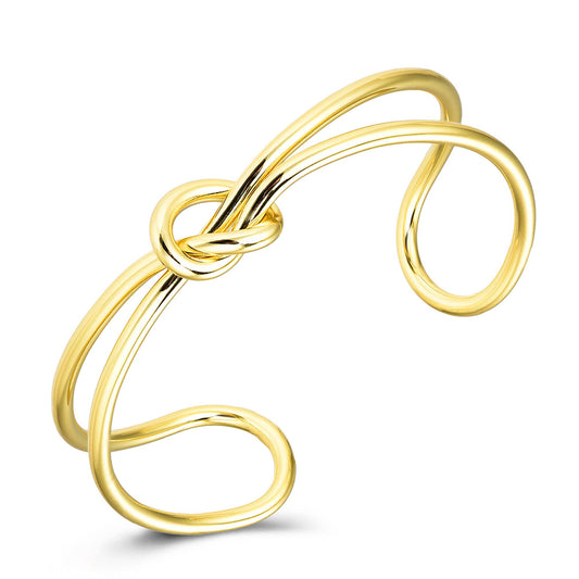 Laudic Co - Knot Accent Double Cuff Bangle: Gold