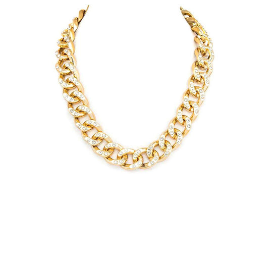 Artini Accessories - Crystal Accent Chunky Chain Necklace