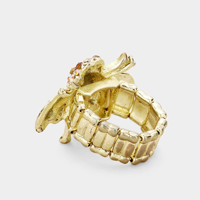 Sensibling Corp. - Crystal Honey Bee Stretch Ring: Aqua