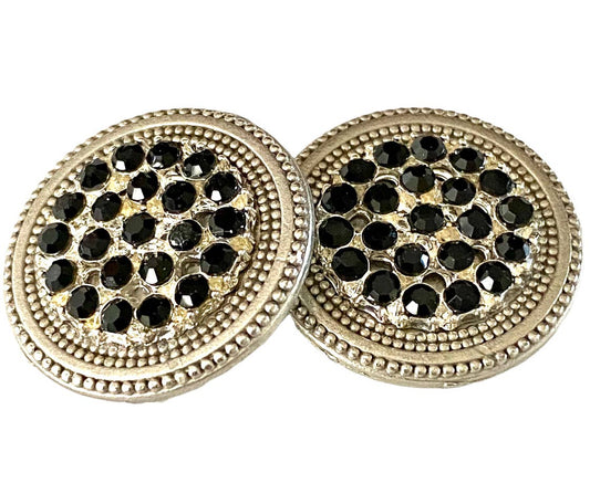 MagneButton - Antique Black Rhinestone Cluster Pin Set