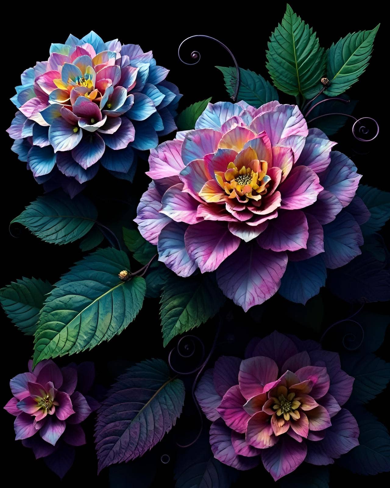 Wicked Cool Unicorn - Gothic Floral 5 x 7 Greeting Cards: 002