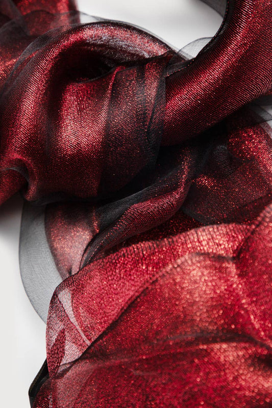 SAACHI - Silk Glimmer Scarf: Burgundy