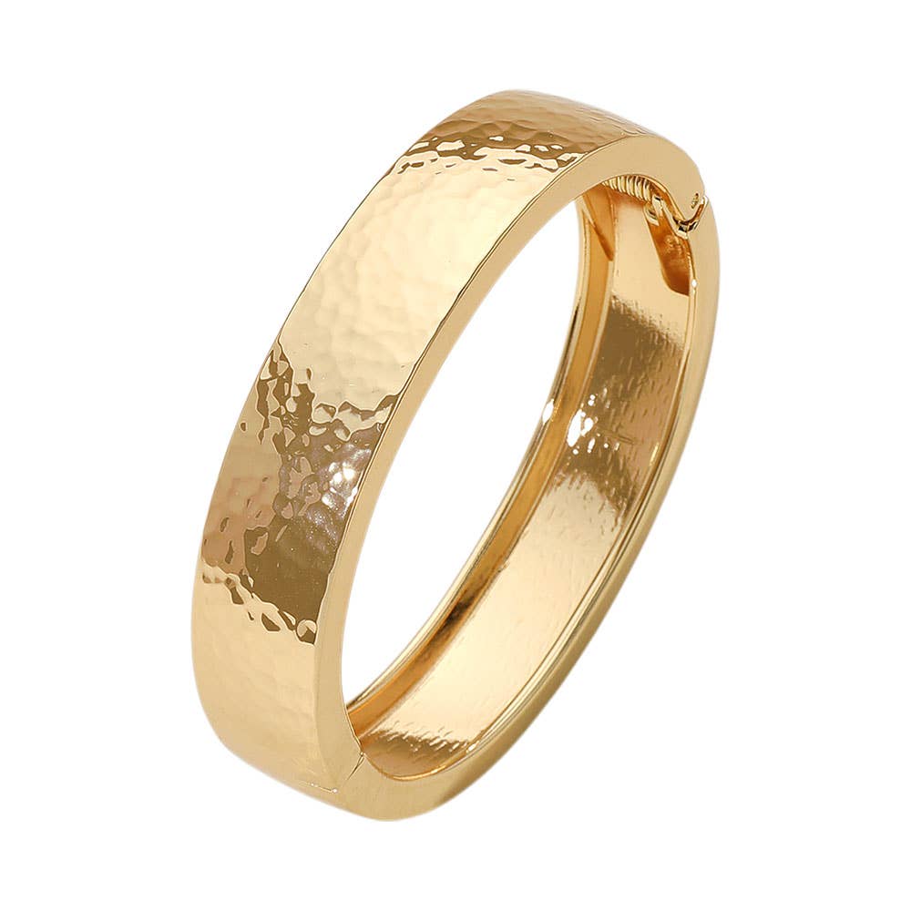 Sensibling Corp. - Hammered Metal Hinged Bangle Bracelet
: Gold
