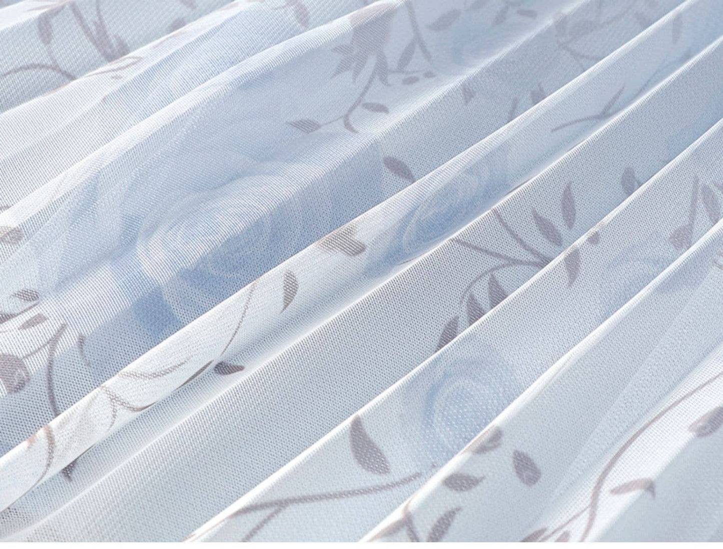 PEACH ACCESSORIES - Roses Flowers Pleated Midi Skirt SK204: Blue